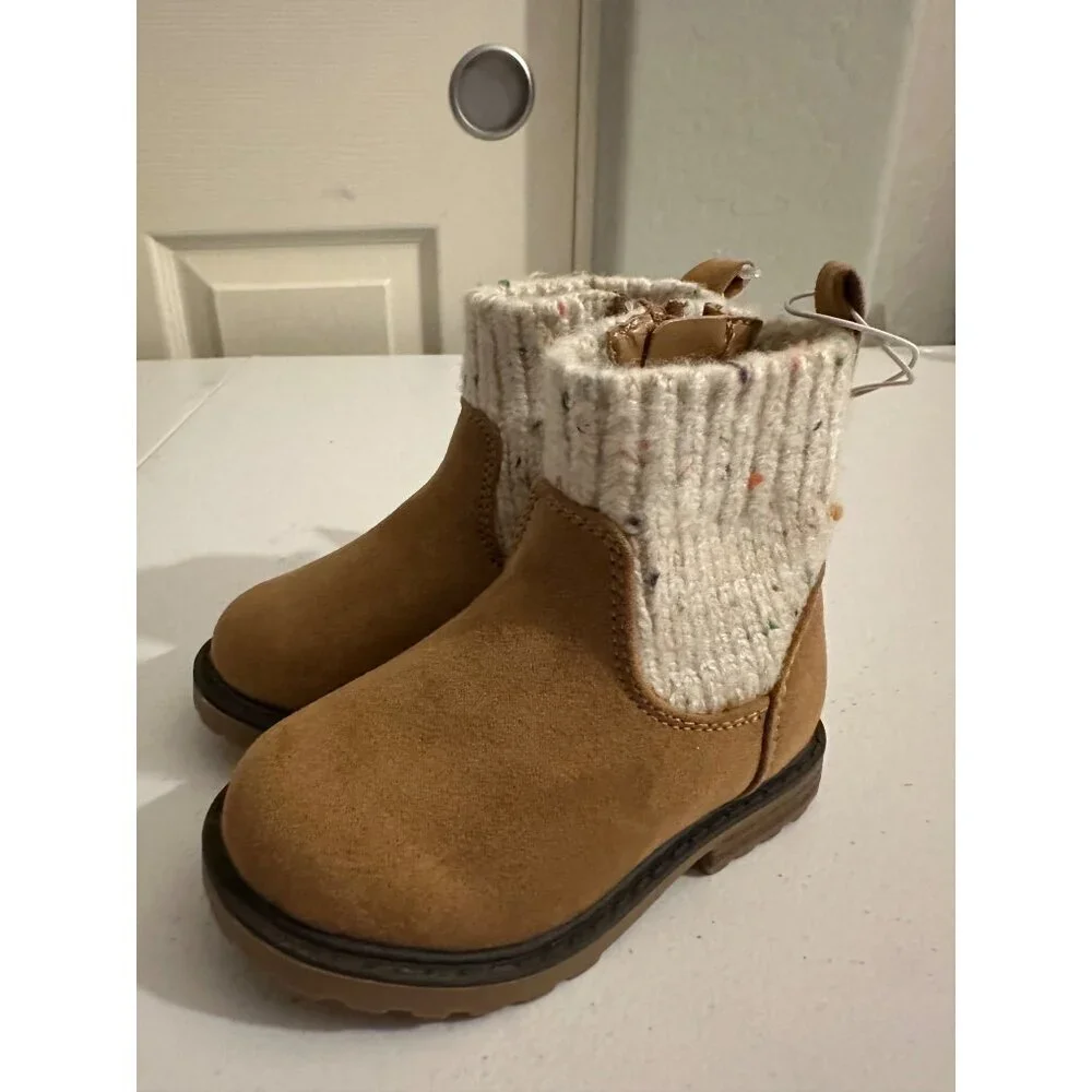 Cat & Jack Toddler Girl’s Emmaline Zipper Boots Cognac size 5 NWT